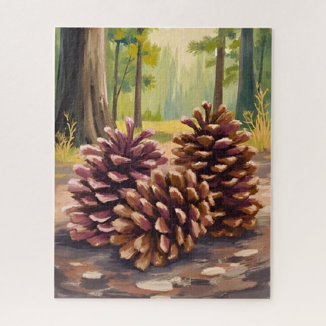 Pine Cones | Fall Autumn Watercolor Forest Puzzle (Vertikal)