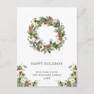 Pine Cones Fir Wreath Frohe Weihnachtsfeiertag Postkarte