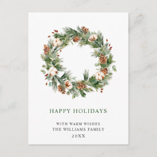 Pine Cones Fir Wreath Frohe Weihnachtsfeiertag Postkarte