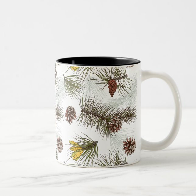 Pine Cones Herbst Zweifarbige Tasse (Rechts)