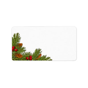 Pine Cones Holly Berries Xmas Blank Address Label Adressaufkleber