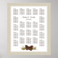 Pine Cones Light Burlap Wedding Chart
