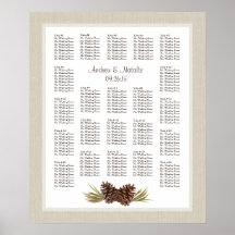 Pine Cones Light Burlap Wedding Chart