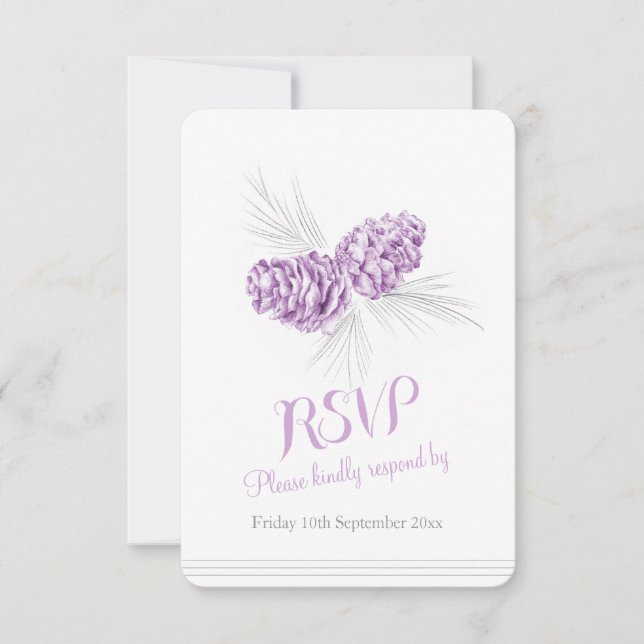 Pine cones lila weded RSVP (Vorderseite)