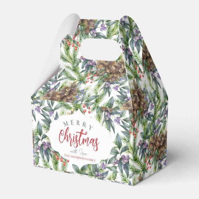 Pine cones Muster Frohe Weihnachtsblumen Geschenkschachtel (Vorderseite)