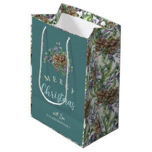 Pine cones Muster Frohe Weihnachtsblumen Mittlere Geschenktüte