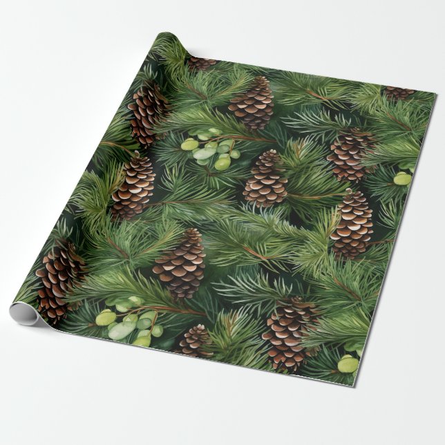 Pine Cones Pattern Geschenkpapier (Ungerollt)
