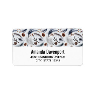 Pine Cones & Pine Needles Wasserfarbenes Muster Adressaufkleber