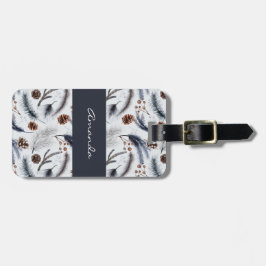 Pine Cones & Pine Needles Wasserfarbenes Muster Gepäckanhänger