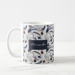 Pine Cones & Pine Needles Wasserfarbenes Muster Kaffeetasse