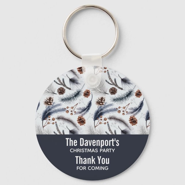 Pine Cones & Pine Needles Weihnachtsmuster Schlüsselanhänger (Vorderseite)
