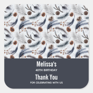 Pine Cones & Pine Needles Winter Patente Gefallen Quadratischer Aufkleber