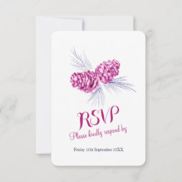 Pine cones plum und Marine Hochzeit RSVP