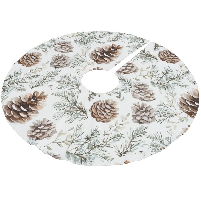 Pine Cones Polyester Weihnachtsbaumdecke (Schrägansicht)