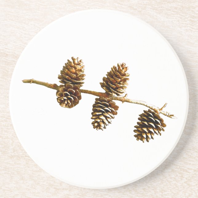 Pine Cones Sandstein Untersetzer (Vorne)