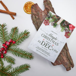 Pine Cones & Snowflakes Weihnachts-Einladung Einladung