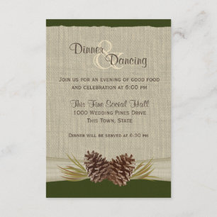 Pine Cones und Burlap Green Empfang Einladung