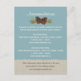 Pine Cones und Burlap Info Card Blue Begleitkarte