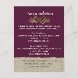 Pine Cones und Burlap Info Card Plum Begleitkarte