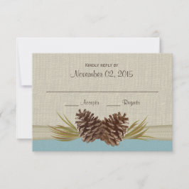 Pine Cones und Burlap Winter Blue Response Card RSVP Karte