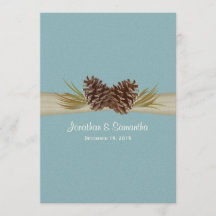 Pine Cones und Burlap Winter Blue Wedding