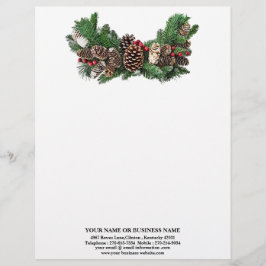 Pine Cones und Holly Berries Weihnachten Briefbogen