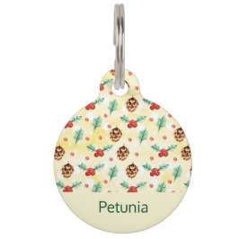 Pine Cones und Holly Christmas Pattern Haustiermarke