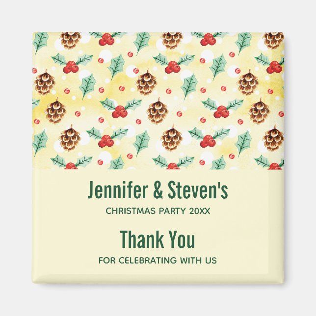 Pine Cones und Holly Christmas Pattern Magnet (Vorne)