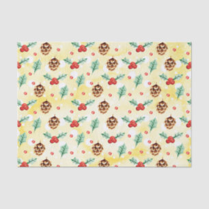 Pine Cones und Holly Christmas Pattern Seidenpapier