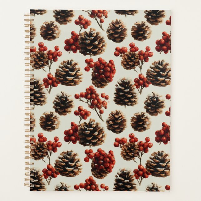 Pine Cones und Red Berries Wintermuster Planer (Vorderseite)