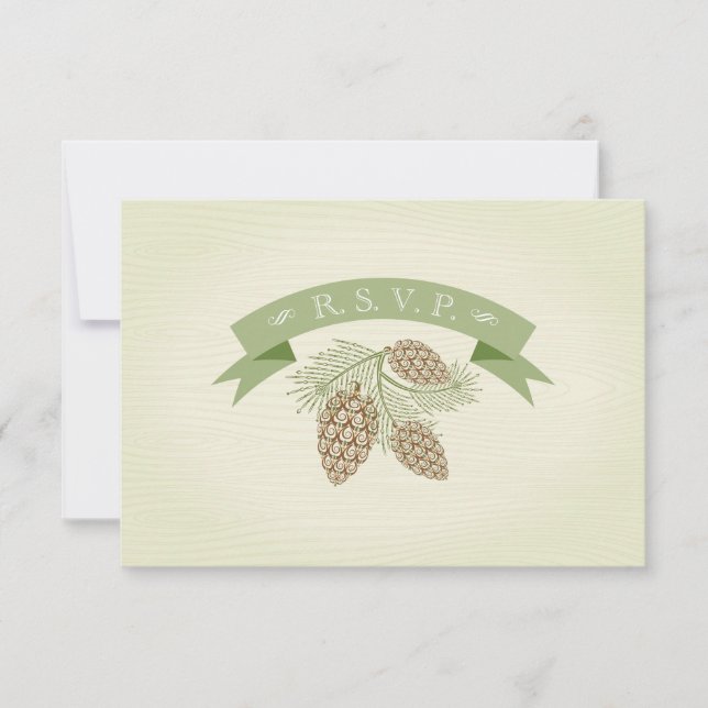 Pine Cones Wedding R.S.V.P. RSVP Karte (Vorderseite)