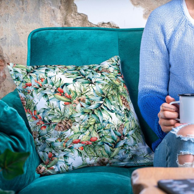 Pine Cones Winter Berries Festlicher Urlaub Flora Kissen (Von Creator hochgeladen)