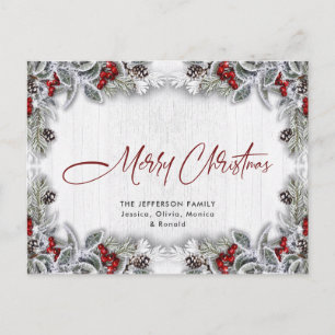 Pine Cones Winter Berry Weihnachtsfeiertag Gruß Postkarte