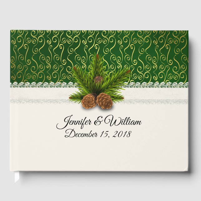 Pine Cones Winter Wedding Guest Book Gästebuch (Vorderseite)