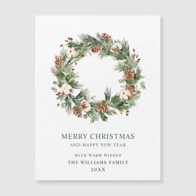 Pine Cones Wreath Weihnachtsfeiertag Magnetkarte (Vorderseite)