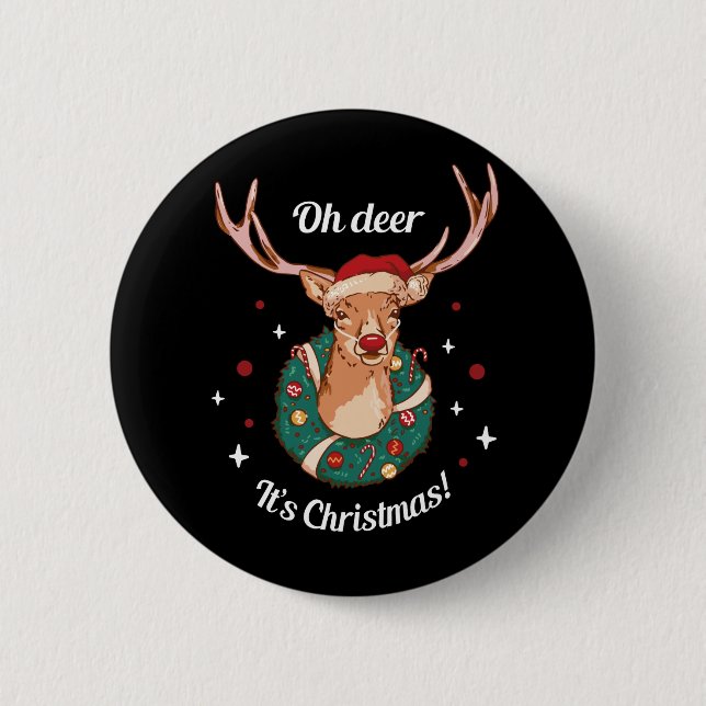 Pine Deer - Christmas Rentier Head Button (Vorderseite)