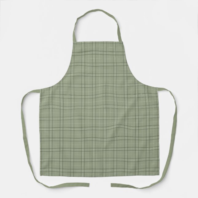 Pine Deer Kariert - Salbei, grüner Tartan. Schürze (Vorderseite)
