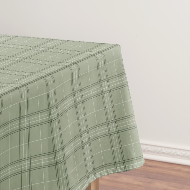 Pine Deer Kariert - Salbei, grüner Tartan. Tischdecke (Beispiel)