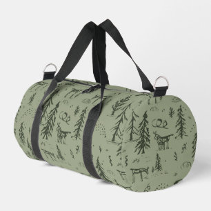 Pine Deer Lake Life - Salbei, grünes Waldmuster. Duffle Bag