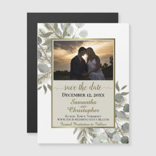 Pine Eukalyptus Wedding Save the Date Foto Tan Magneteinladung