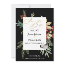 Pine Floral Gold Winter Save the Date