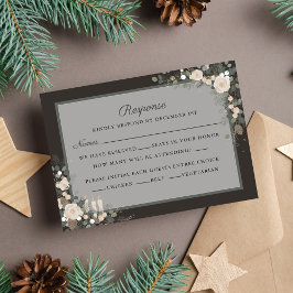 Pine floral Holiday Winter Weihnachten Hochzeit RSVP Karte