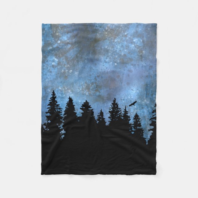 Pine Forest Night Fleecedecke (Vorderseite)