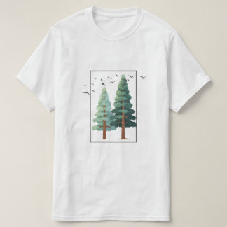  Pine Forest Trees Minimalist Nature Illustration T-Shirt