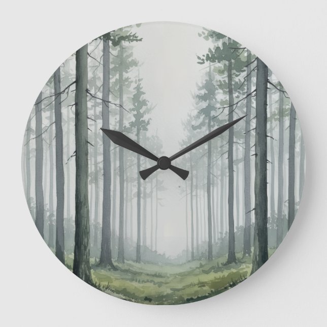 Pine Forest Wall Clock - ruhige Natur Große Wanduhr (Vorderseite)