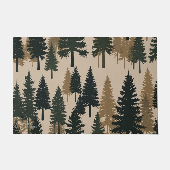 Pine Forest Welcome Mat – A Cozy Winter Greeting Fußmatte (Vorderseite)