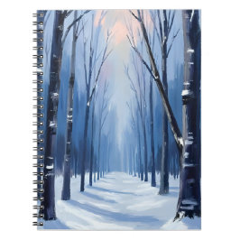 Pine Forest Winter Woodland Watercolor Painting Notizblock