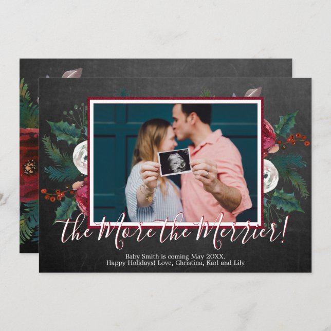 Pine Foto Weihnachten Schwangerschaft Ankündigung  (Vorne/Hinten)