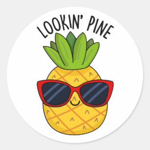 Pine Funny Pineapppun schauend Runder Aufkleber