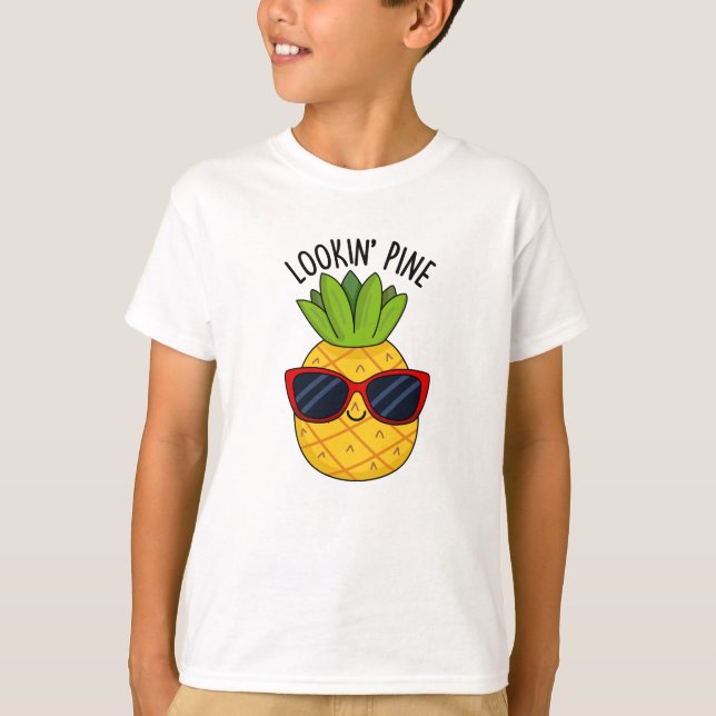 Pine Funny Pineapppun schauend T-Shirt (Vorderseite)